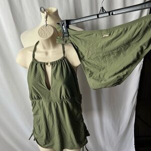 ⸻

🏖️ Antonio Melani Olive Green Halter Tankini Bikini Set